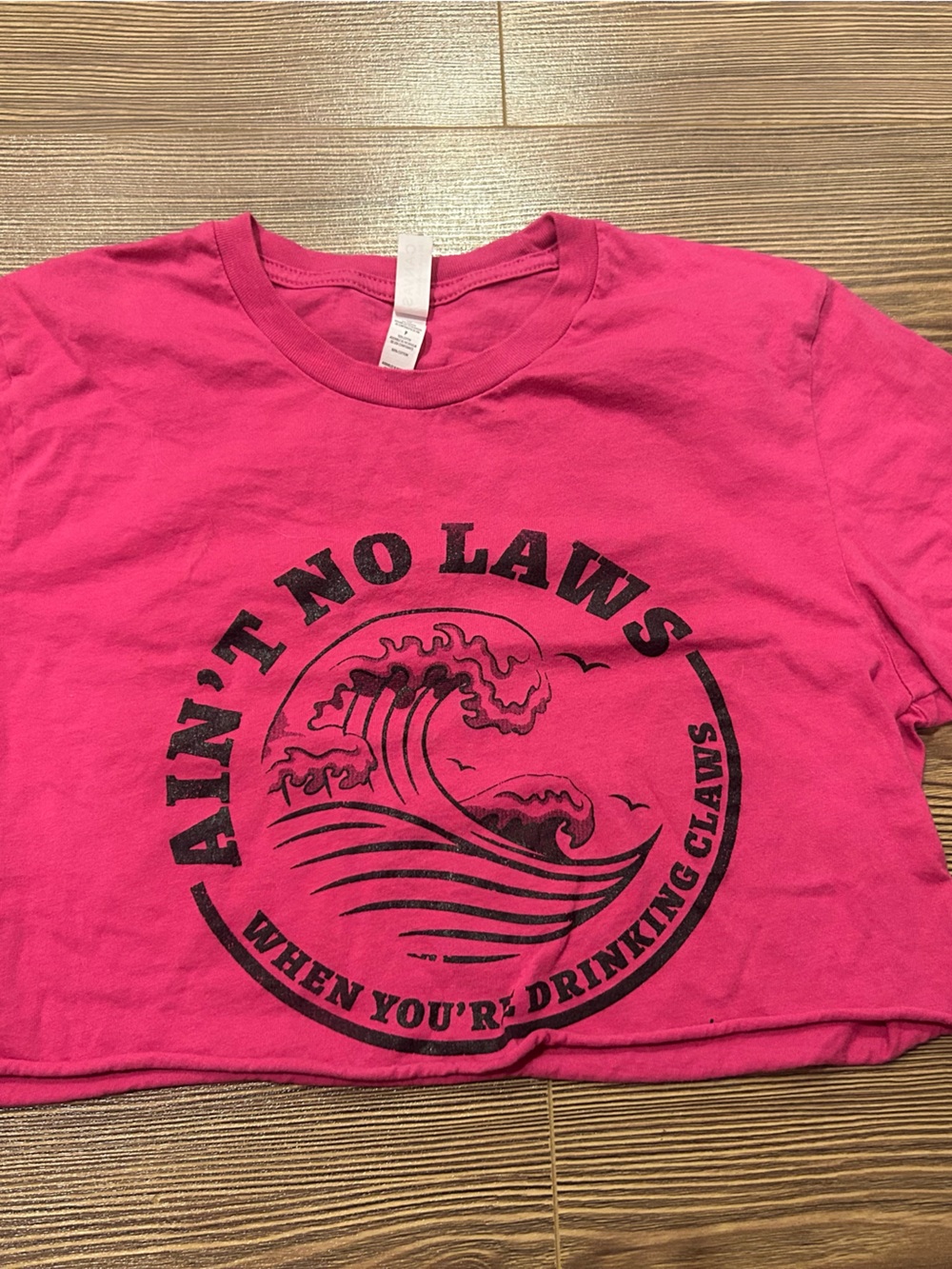 Hot Pink Graphic Crop Tee - 'Ain't No Laws'